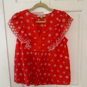 Coral Eyelet Loft Blouse - Small